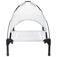 Letto Rialzato per Cani con Tetto Rimovibile Grigio Argento