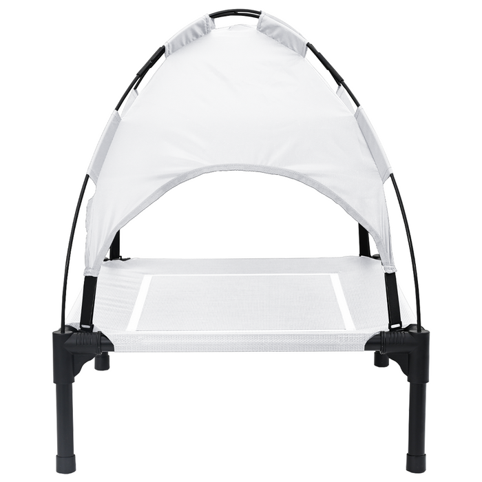 Letto Rialzato per Cani con Tetto Rimovibile Grigio Argento