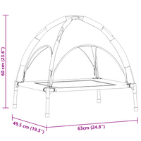 Letto Rialzato per Cani con Tetto Rimovibile Grigio Argento