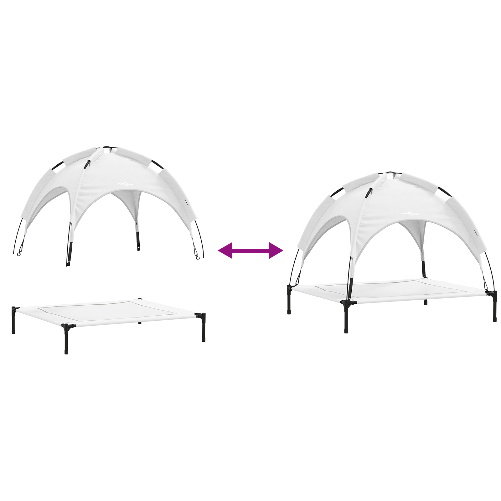 Letto rialzato per cani con tetto removibile Grigio Argento L Acciaio