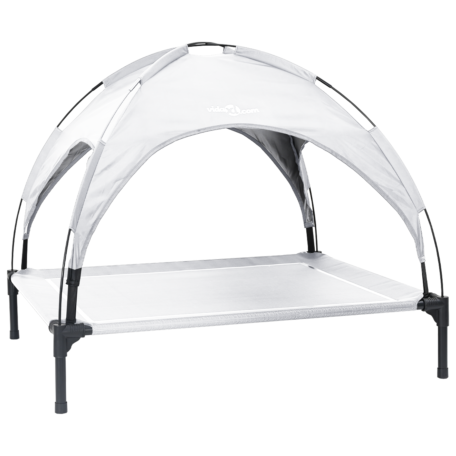 Letto rialzato per cani con tetto removibile Grigio Argento L Acciaio