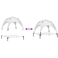 Letto per Cani Elevato con Tetto Rimovibile Grigio Argento XL Acciaio