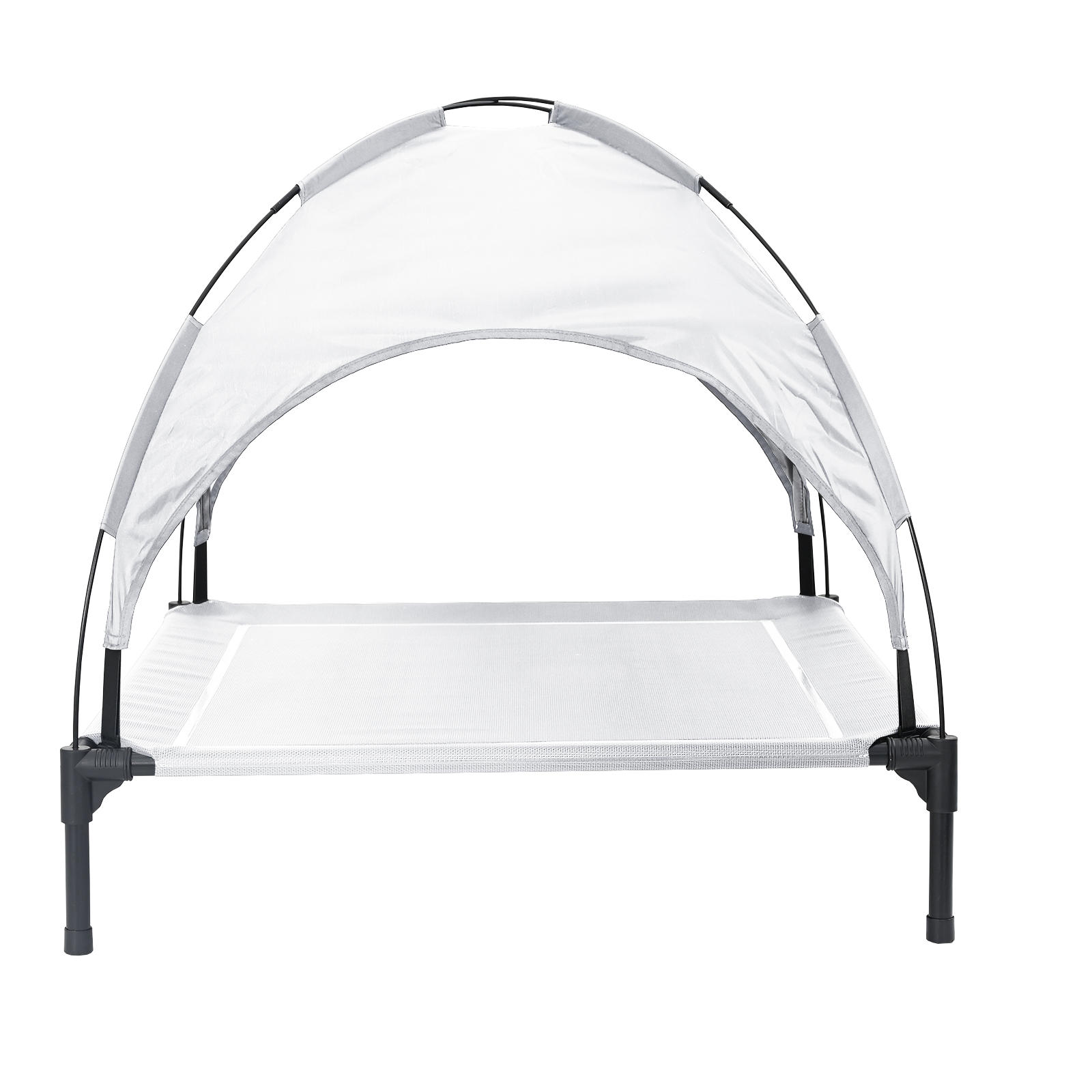 Letto per Cani Elevato con Tetto Rimovibile Grigio Argento XL Acciaio