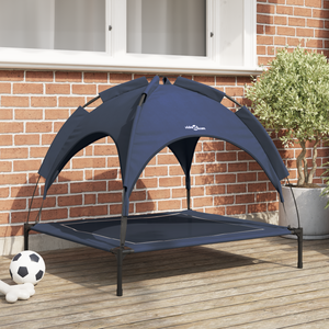Letto rialzato per cani con tetto removibile blu navy L acciaio