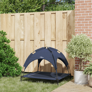 Letto rialzato per cani con tetto removibile blu navy L acciaio