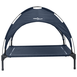 Letto per cani rialzato con tetto removibile blu navy XL acciaio
