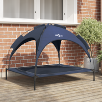 Letto per cani rialzato con tetto removibile blu navy XL acciaio