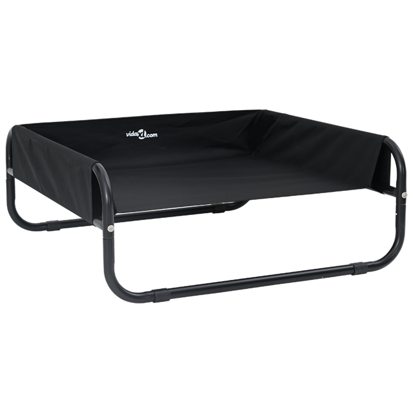 Letto Rialzato per Cani Nero in Tessuto e Metallo