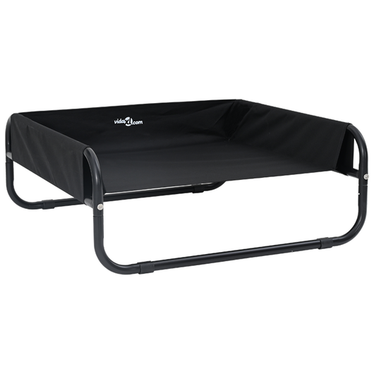 Letto Rialzato per Cani Nero in Tessuto e Metallo