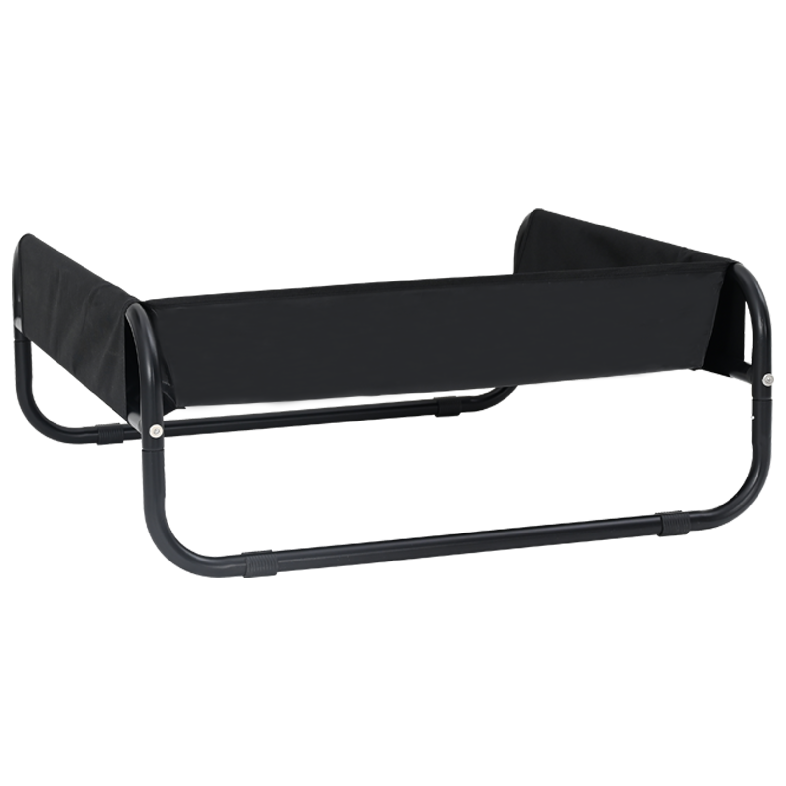 Letto Rialzato per Cani Nero in Tessuto e Metallo