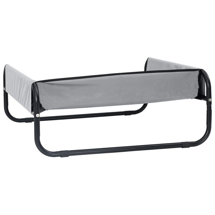 Letto per Cani Rialzato Grigio Chiaro L in Tessuto Oxford e Acciaio