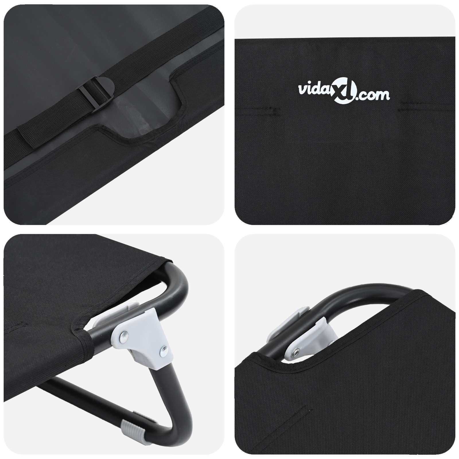 Letto Pieghevole per Cani Nero in Tessuto Oxford e Acciaio