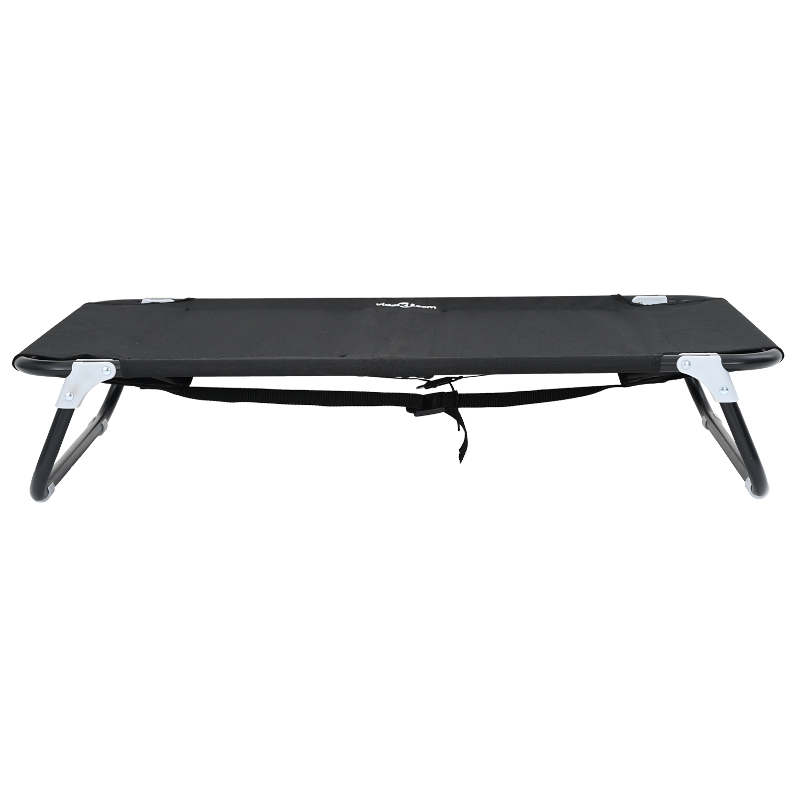 Letto Pieghevole per Cani Nero in Tessuto Oxford e Acciaio