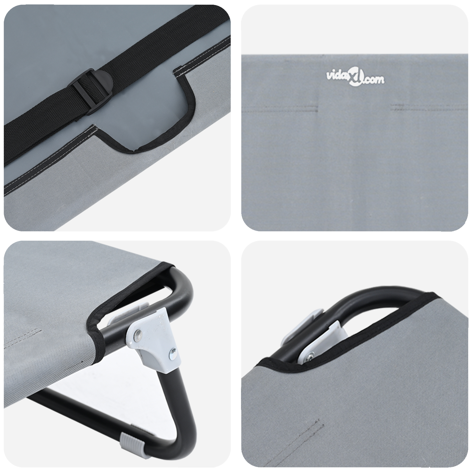 Letto per Cani Pieghevole Grigio Chiaro in Tessuto Oxford e Acciaio