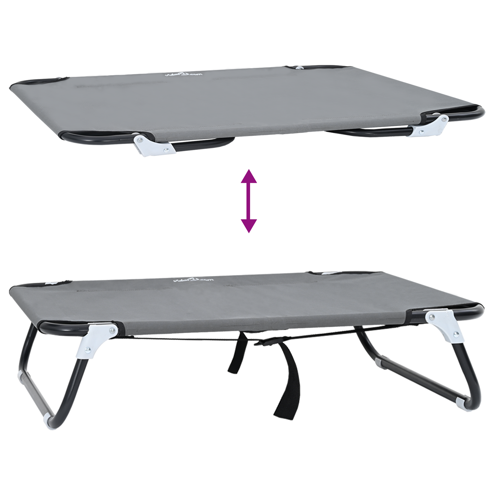 Letto Pieghevole Grigio Chiaro per Cani M in Tessuto Oxford e Acciaio