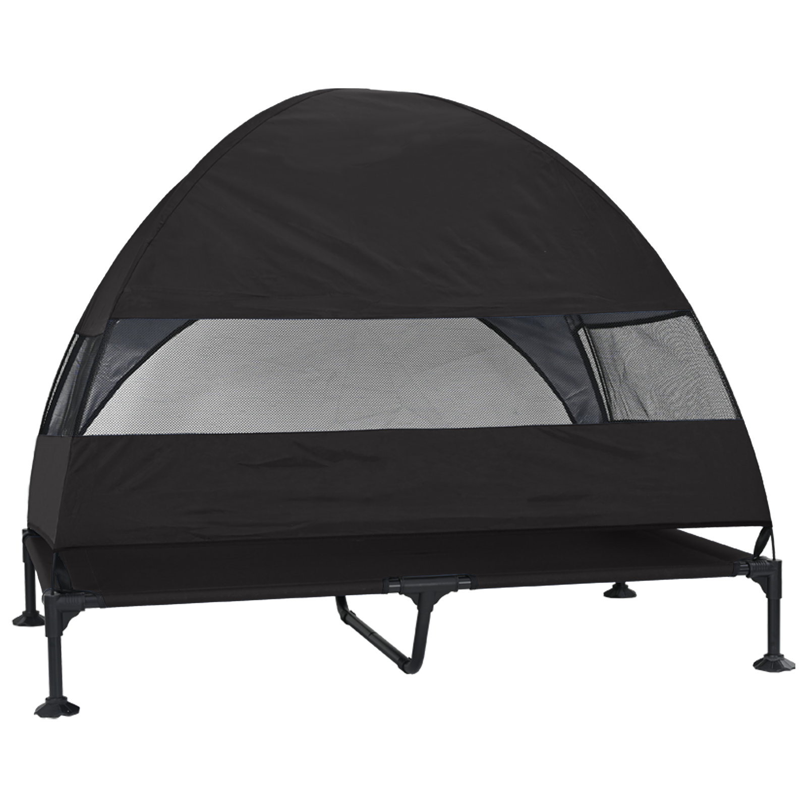 Letto rialzato per cani con tettoia rimovibile Nero XL Acciaio