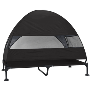 Letto rialzato per cani con tettoia rimovibile Nero XL Acciaio