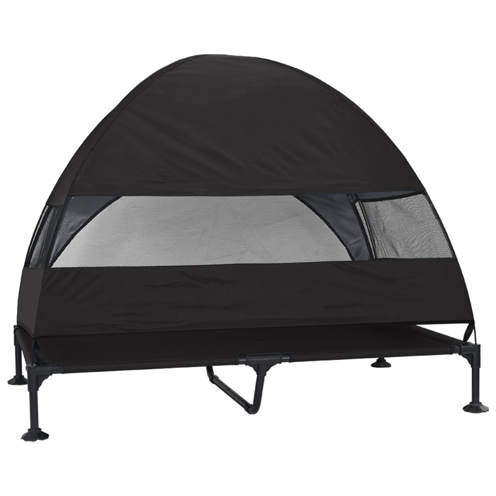 Letto rialzato per cani con tettoia rimovibile Nero XL Acciaio