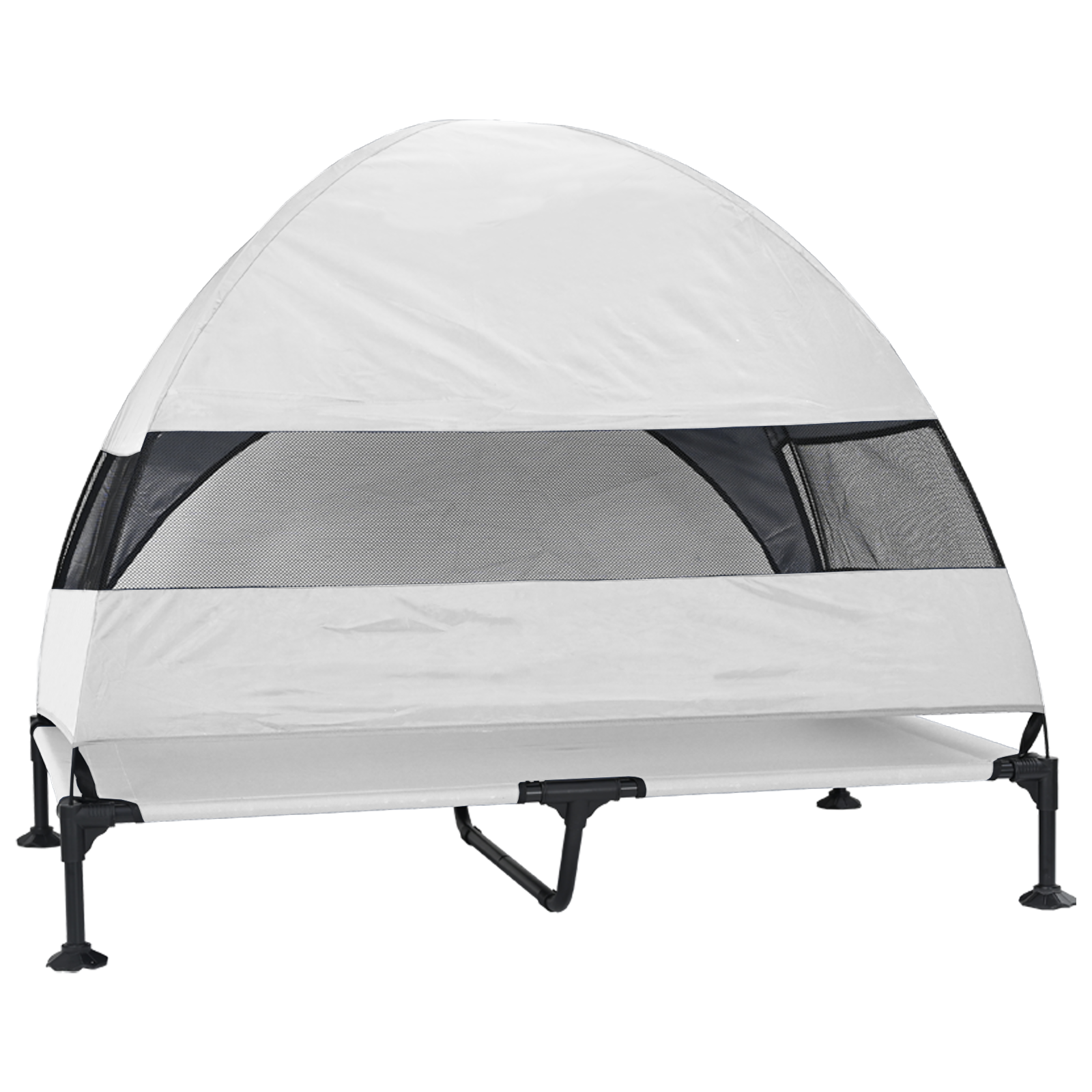 Letto rialzato per cani con tetto removibile grigio argento XL acciaio