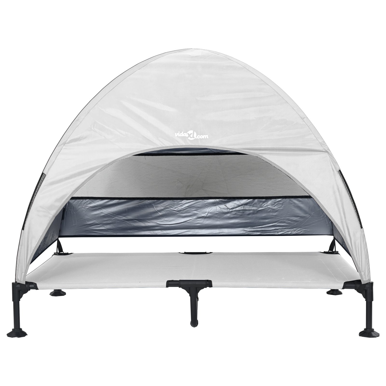 Letto rialzato per cani con tetto removibile grigio argento XL acciaio