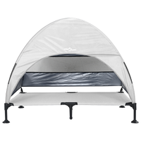 Letto rialzato per cani con tetto removibile grigio argento XL acciaio