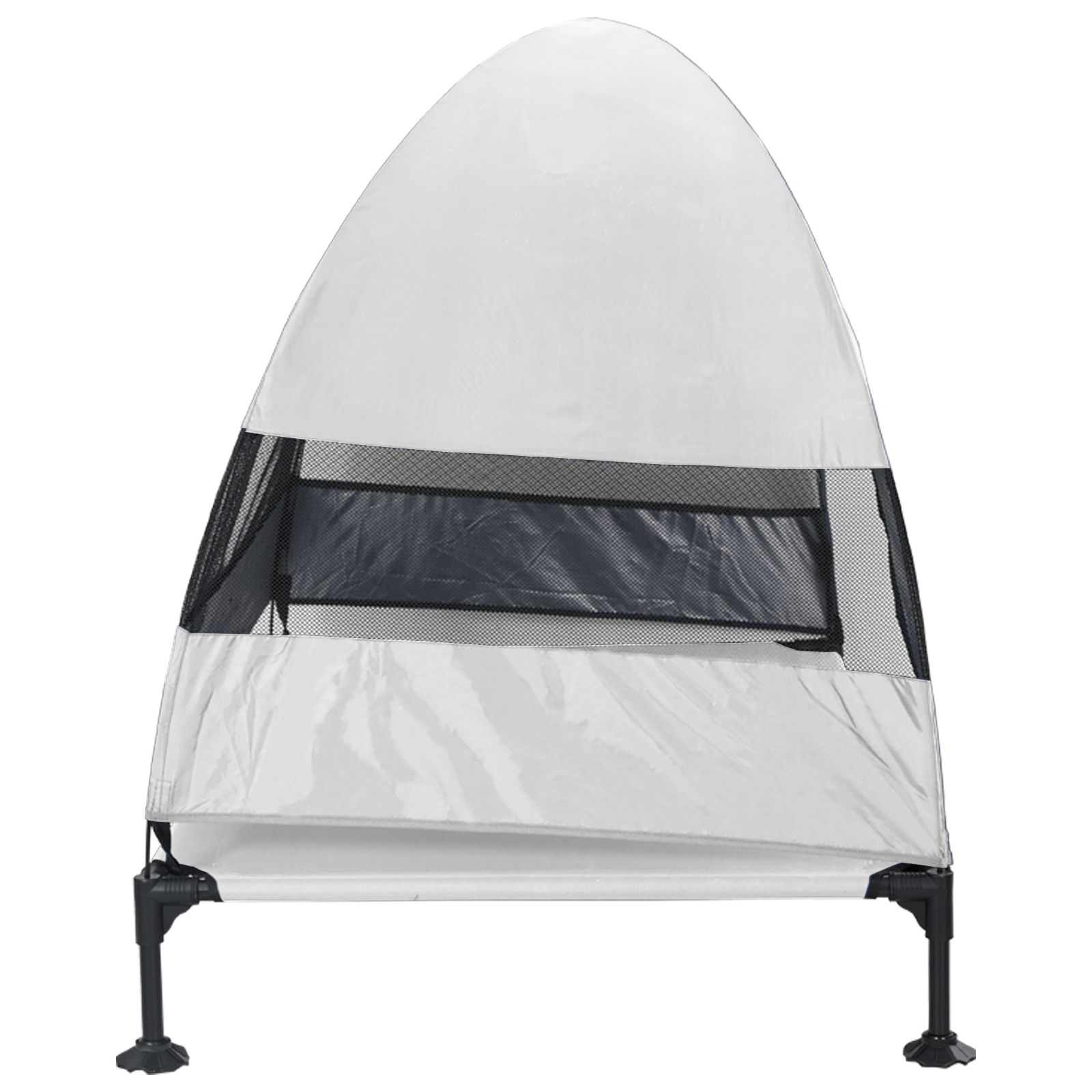 Letto rialzato per cani con tetto removibile grigio argento XL acciaio