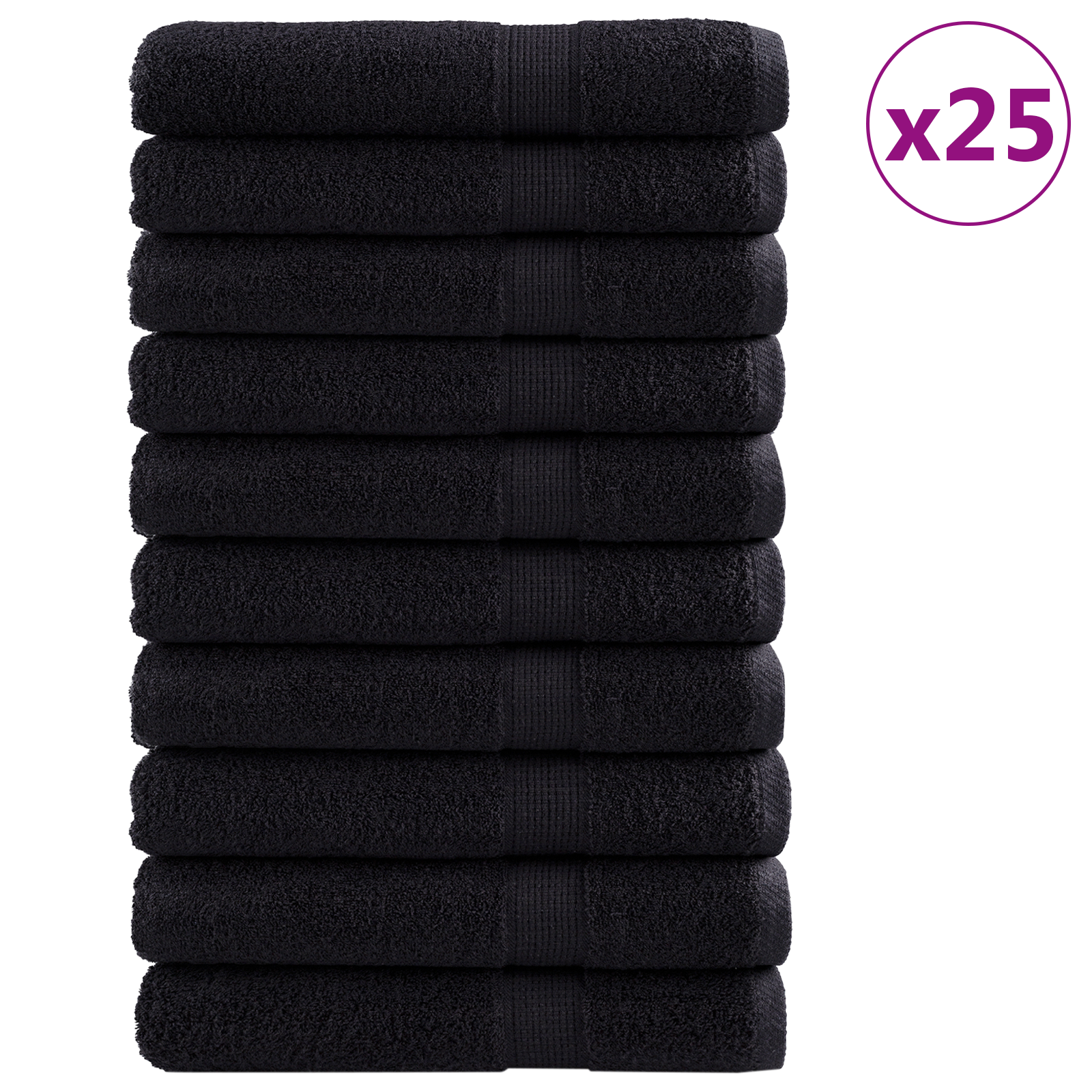 Asciugamani Premium "SOLUND" 25 pz Nero 100x200 cm 550 gsm