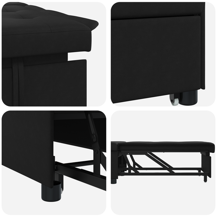 vidaXL Divano letto con cuscino Nero 67 x 194 x 82 cm Legno compensato