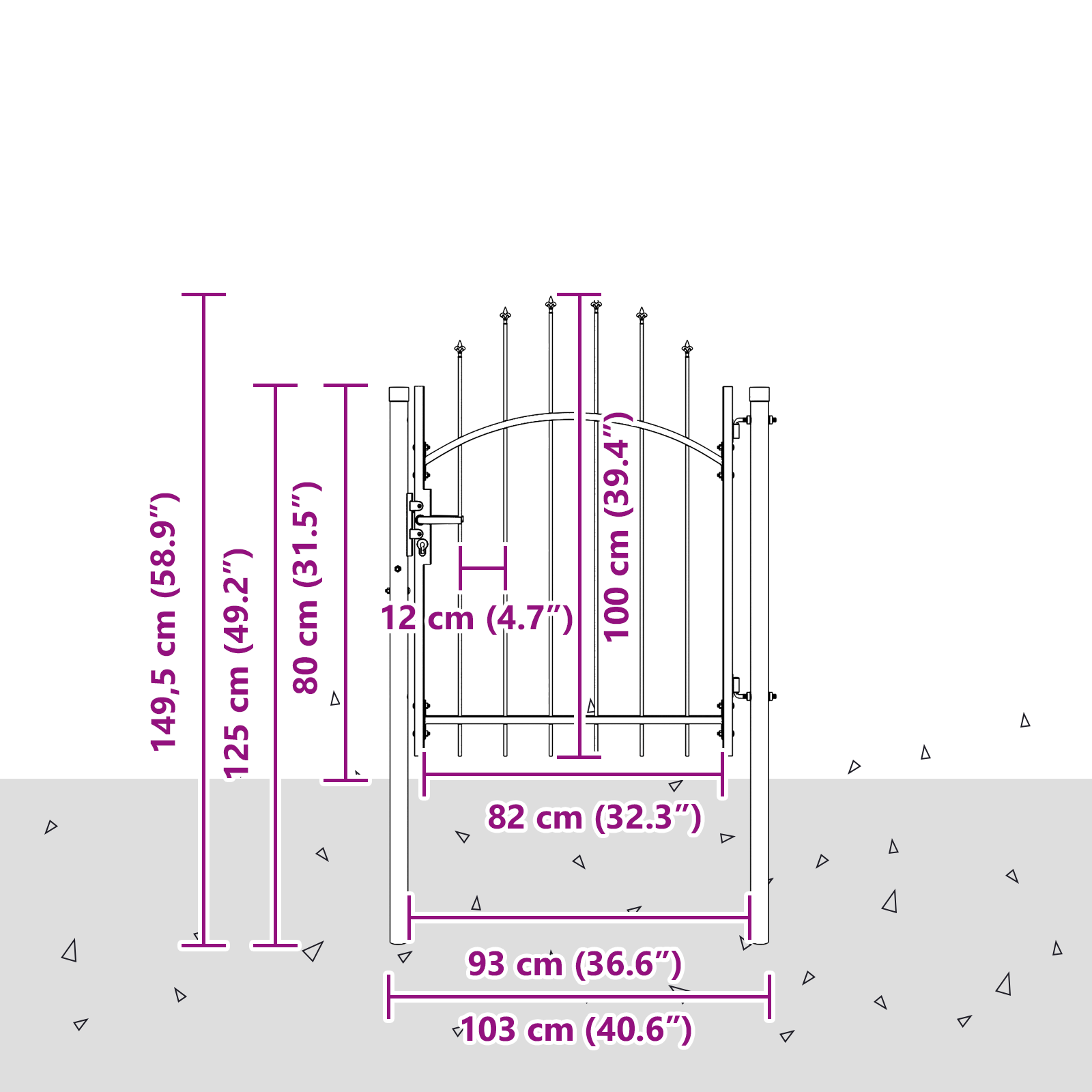 vidaXL Cancello da giardino, Cancello del Recinto Grigio 100 x 100 cm