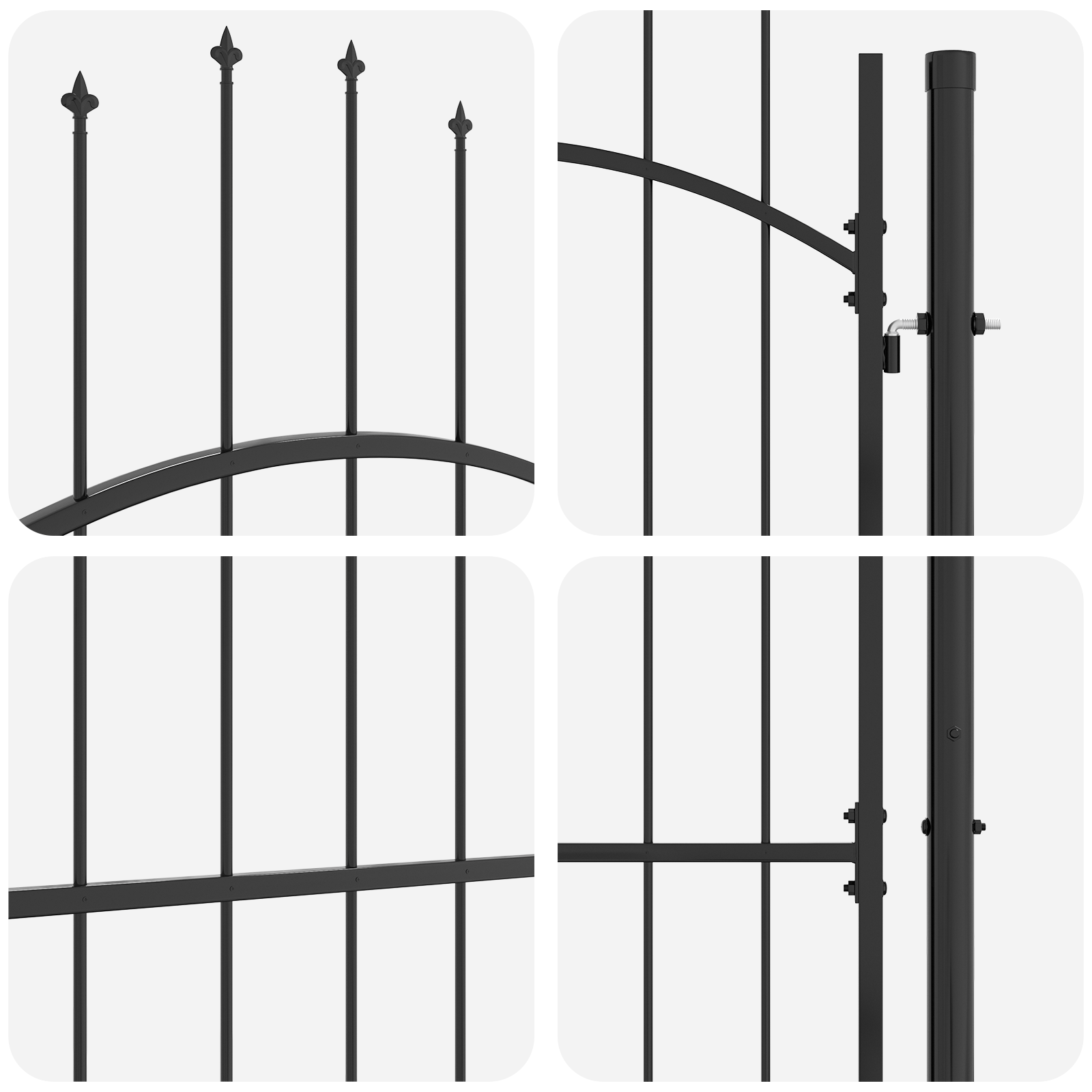 vidaXL Cancello da giardino con blocco Grigio 100 x 200 cm Acciaio