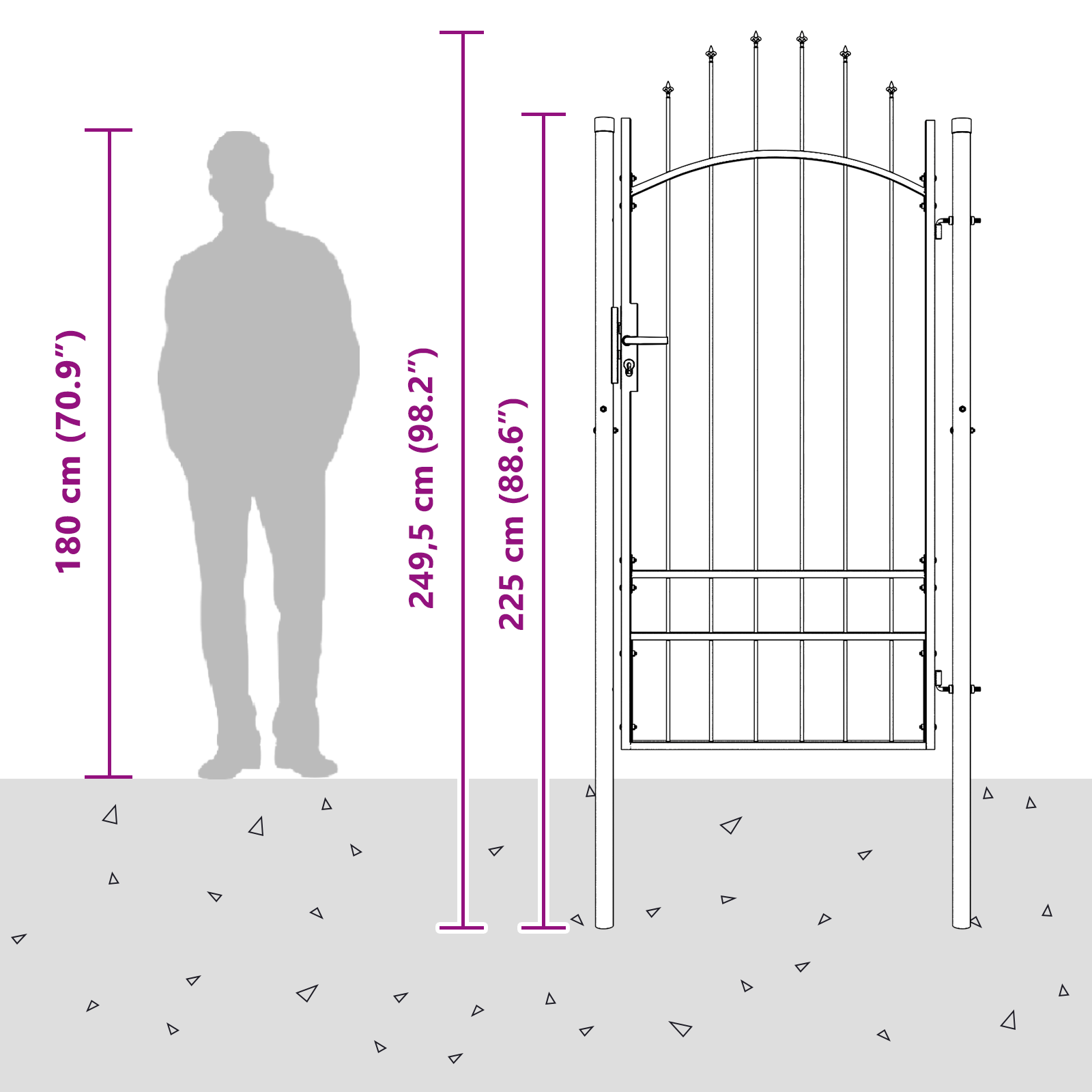 vidaXL Cancello da giardino con blocco Grigio 100 x 200 cm Acciaio