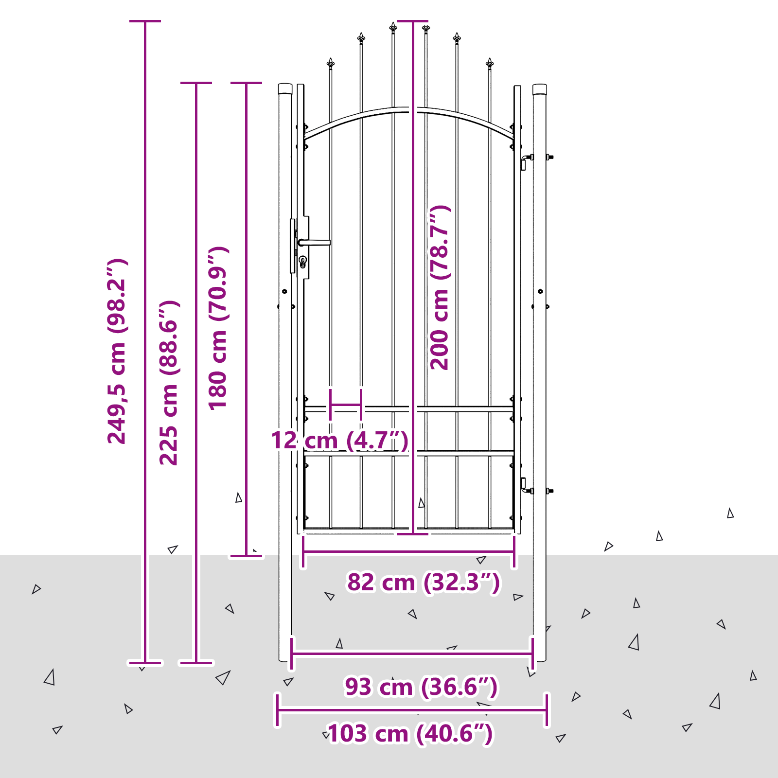 vidaXL Cancello da giardino con blocco Grigio 100 x 200 cm Acciaio