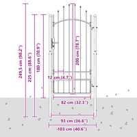 vidaXL Cancello da giardino con blocco Grigio 100 x 200 cm Acciaio