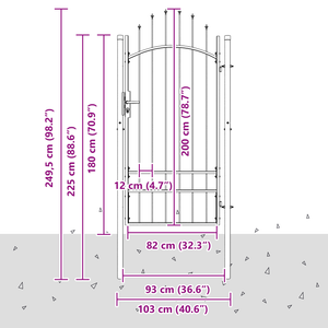 vidaXL Cancello da giardino con blocco Grigio 100 x 200 cm Acciaio