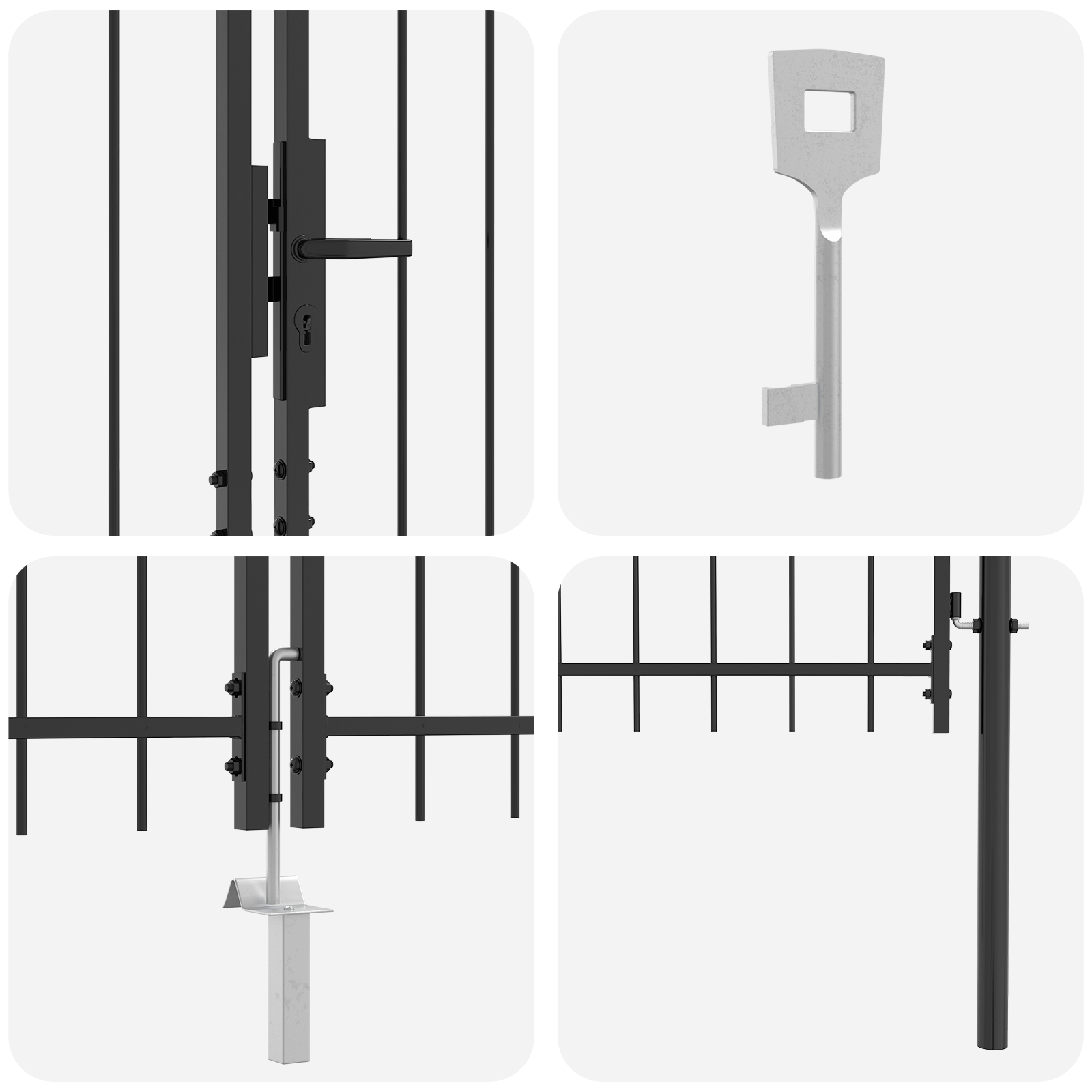 Cancello da Giardino con Punta a Lancia Grigio 125x400 cm Acciaio