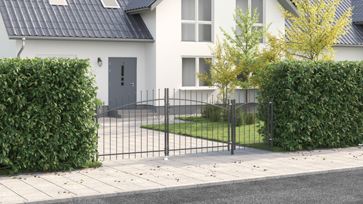 Cancello da Giardino con Punta a Lancia Grigio 125x400 cm Acciaio