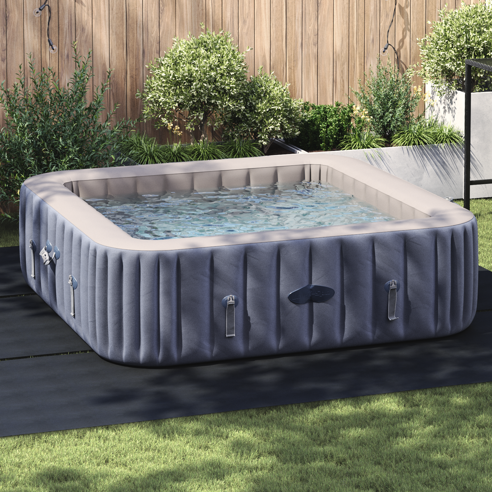 Copertura Piscina Quadrata Nera Plastica 396 x 396 cm Durevole