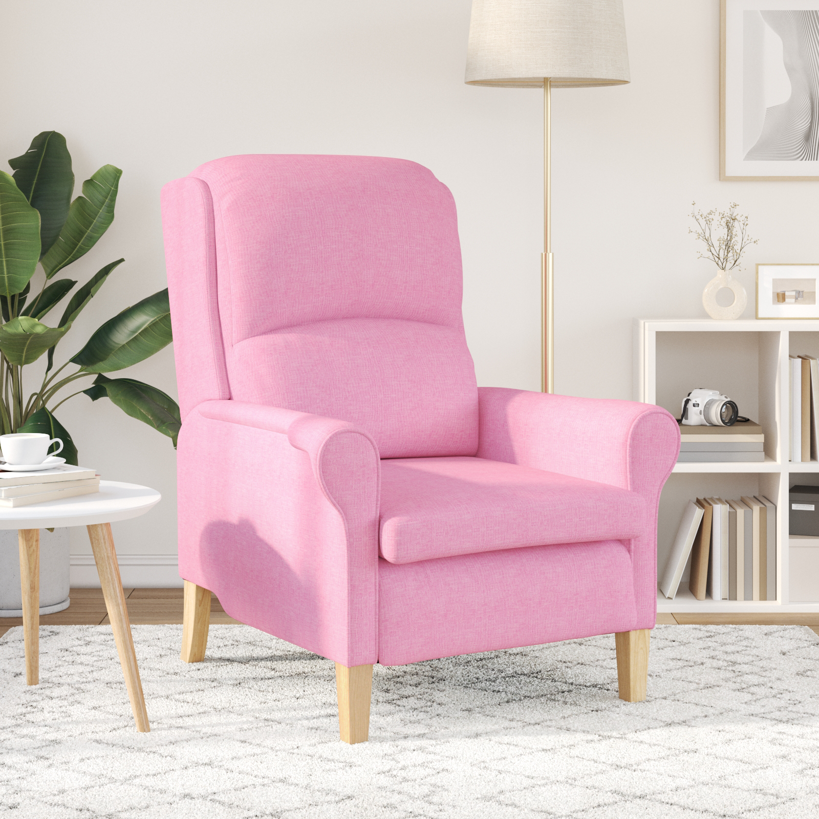 Poltrona Moderna Rosa Tessuto poliestere, Legno Media Ergonomica
