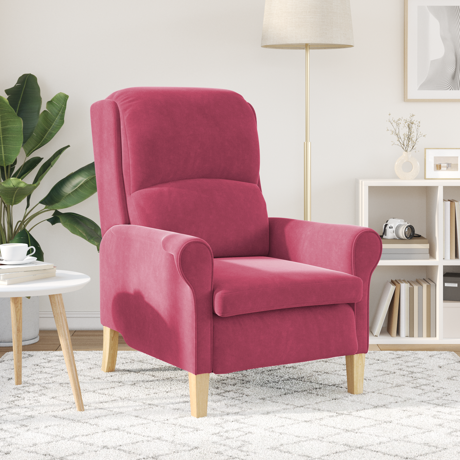 Poltrona Wine Red Wine red Tessuto in poliestere con gambe in legno