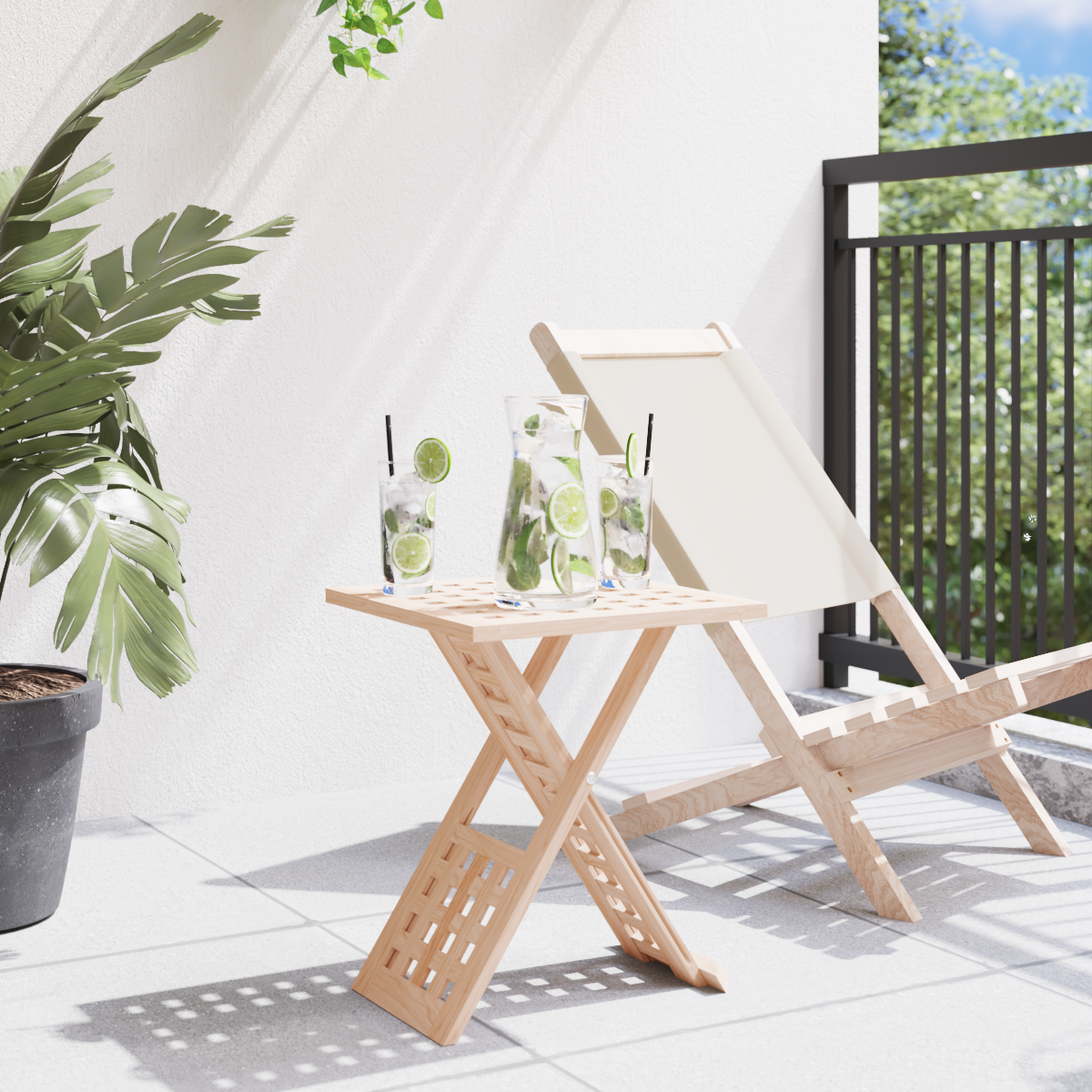 Tavolino da caffè pieghevole 33x33x40,5 cm in legno massello di noce