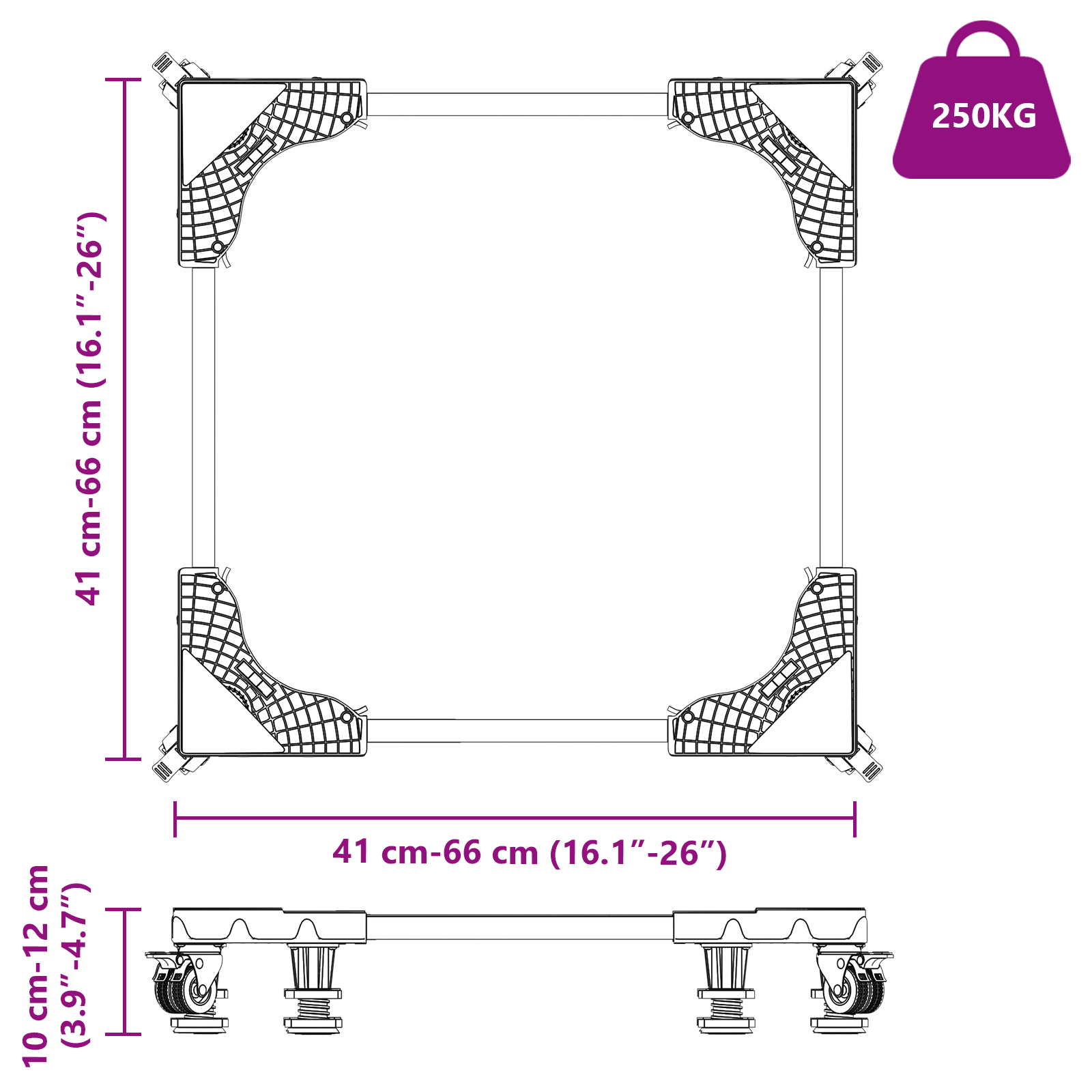 Base per Lavatrice con Ruote Regolabili 250 kg