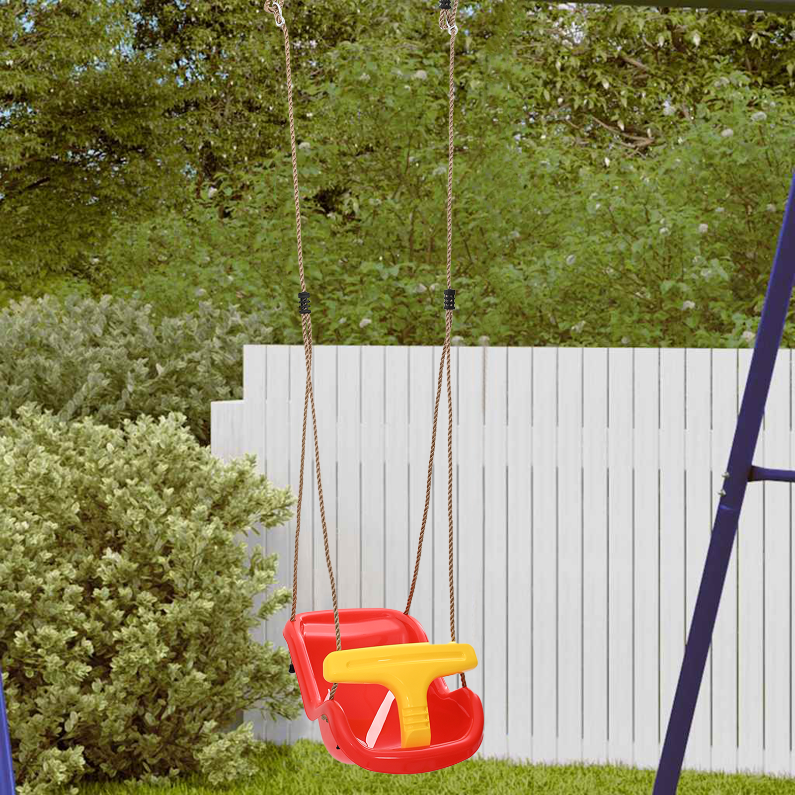 Altalena per Bambini  con Cintura di Sicurezza e Corda Regolabile in Plastica