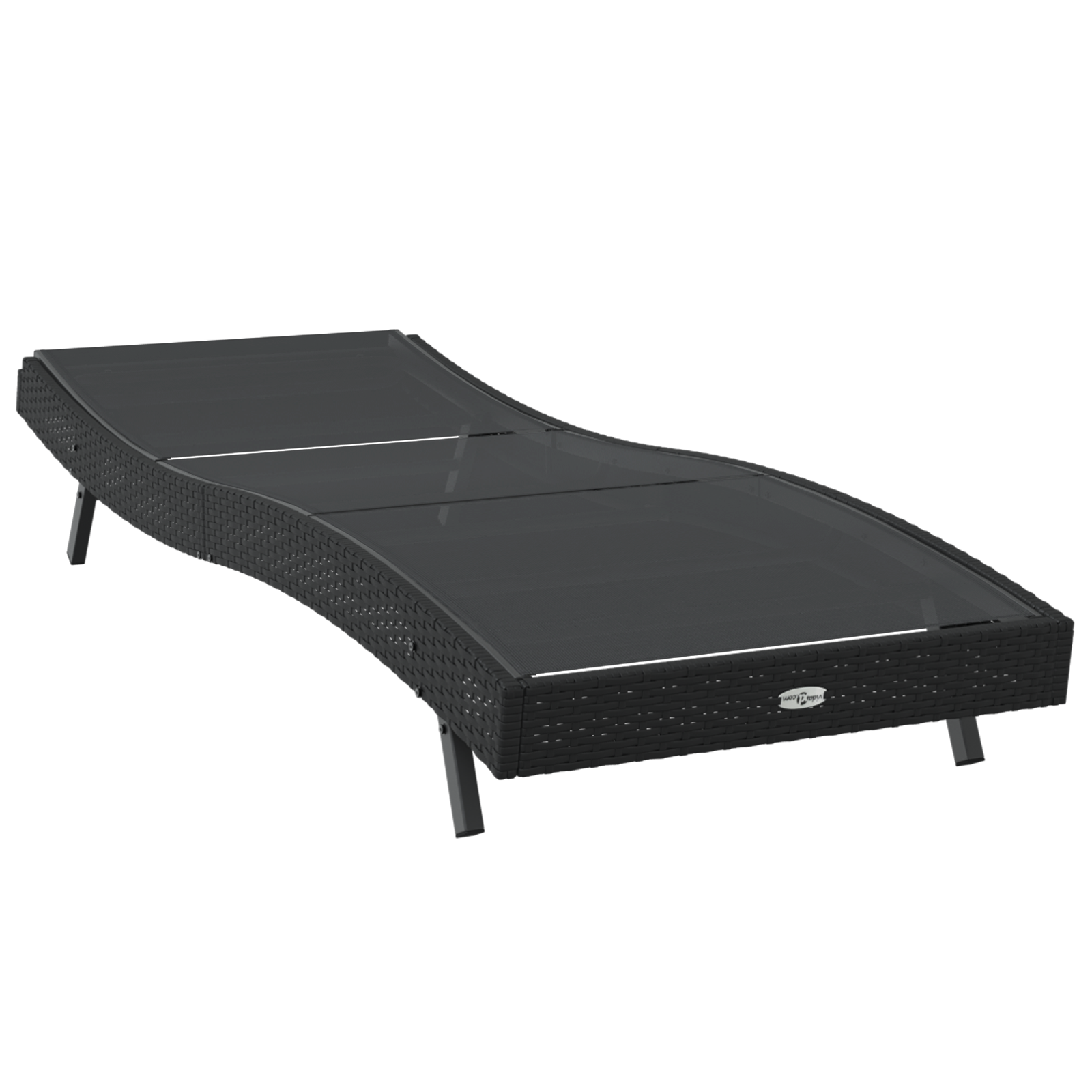 Lettino prendisole nero in polyrattan e Textilene