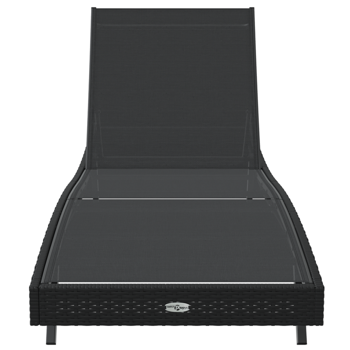 Lettino prendisole nero in polyrattan e Textilene