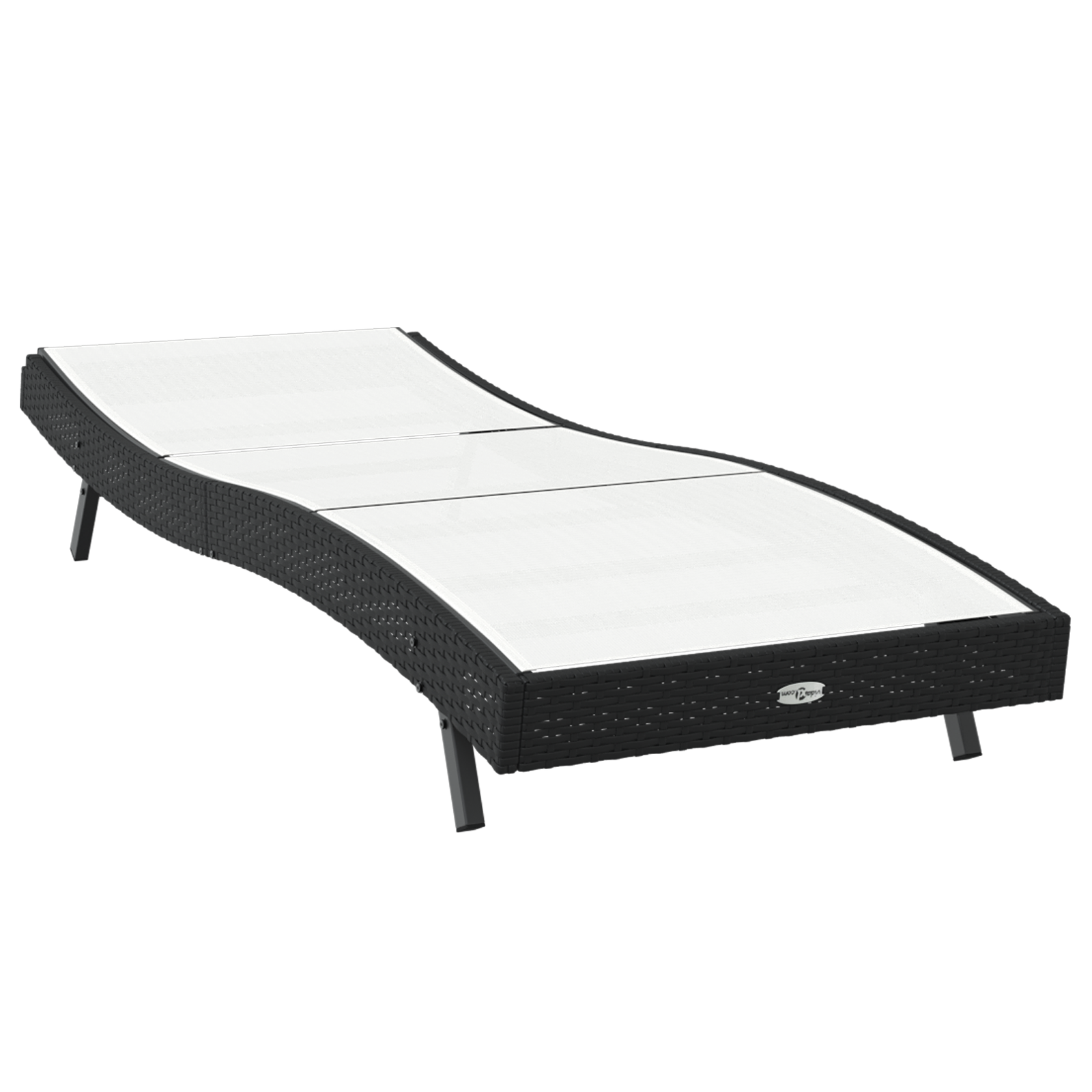 Lettino Prendisole Nero Rattan e Textilene