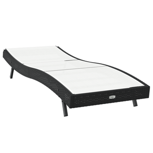 Lettino Prendisole Nero Rattan e Textilene