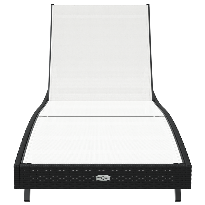 Lettino Prendisole Nero Rattan e Textilene