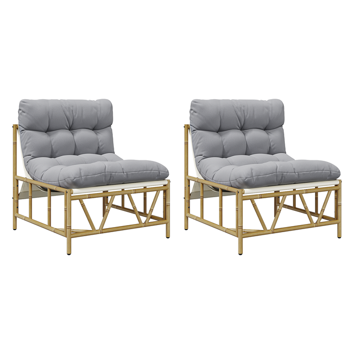 Set di 2 Sedie Relax con Cuscino 60x80x71 cm Acciaio