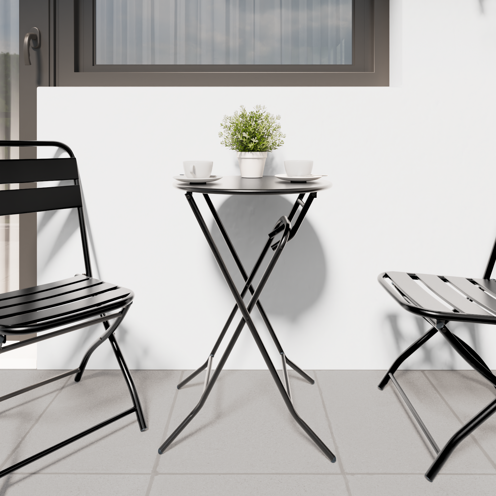 Tavolo da giardino pieghevole Antracite Ø50x72 cm Acciaio