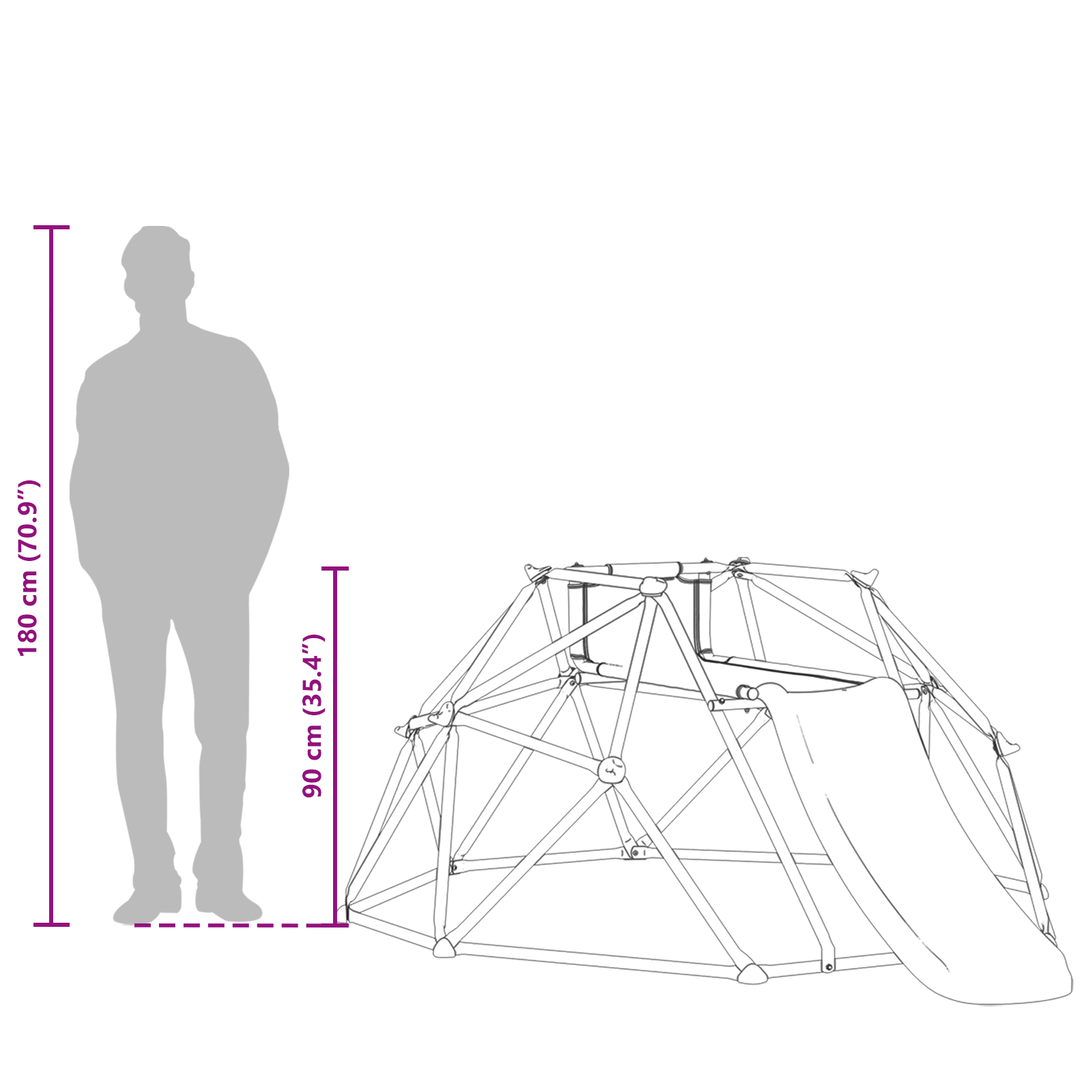 Dome per Arrampicata con Scivolo per Bambini 3-10 Anni 247 cm 200 kg